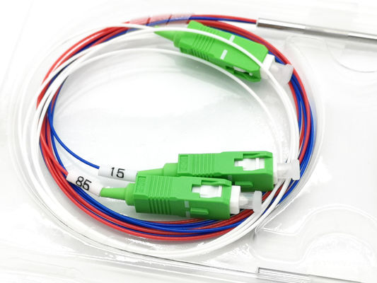 Mua SC APC Cáp quang 1 * 2 FBT Coupler 15%:85% Màu xanh đỏ cho WDM T1550 R1310/1490 FWDM sản xuất trực tuyến