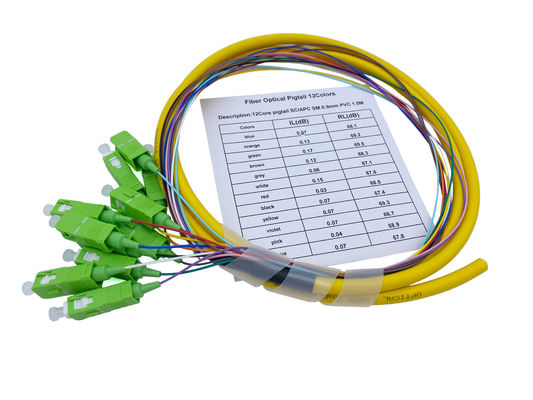 Mua 12 lõi Sợi quang FTTH Pigtail SC APC G652D PVC 900um 1,5Mts Màu vàng sản xuất trực tuyến