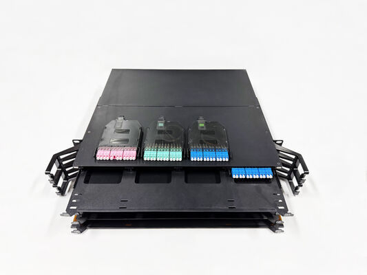 Bảng vá MPO MTP mật độ cao 288 lõi, gắn rack 2U có ngăn kéo trượt cho Trung tâm dữ liệu