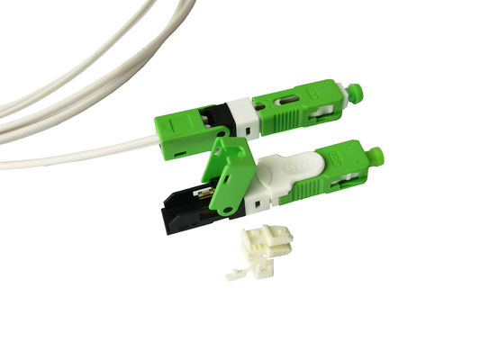 Đầu nối cơ khí lắp ráp nhanh trường ESC250D SC APC FTTH cho cáp thả 2 * 3mm Màu xanh lá cây